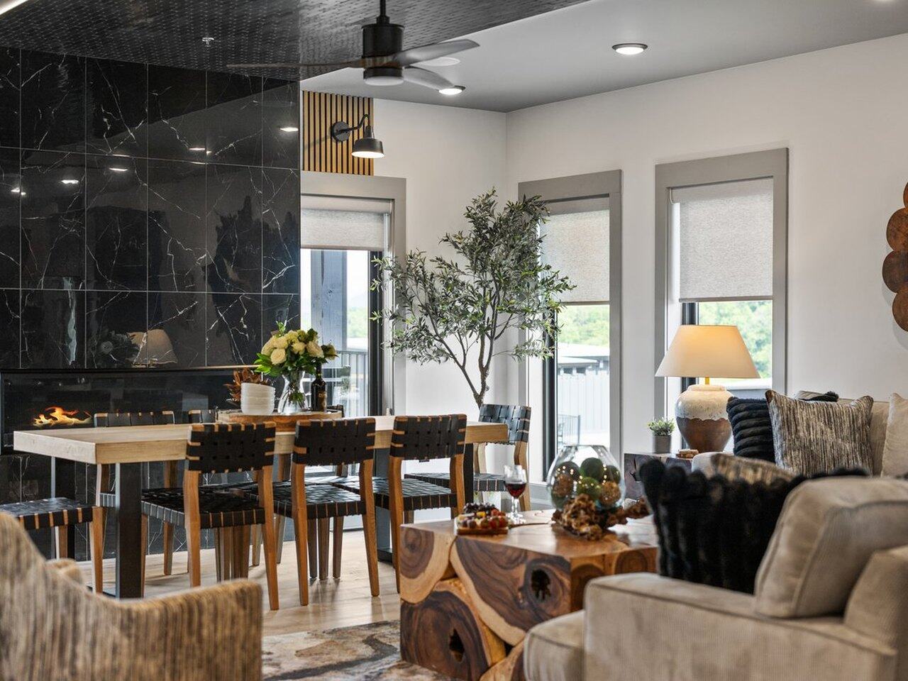 Curated furnishings, linens, and artisanal textiles in a design showroom